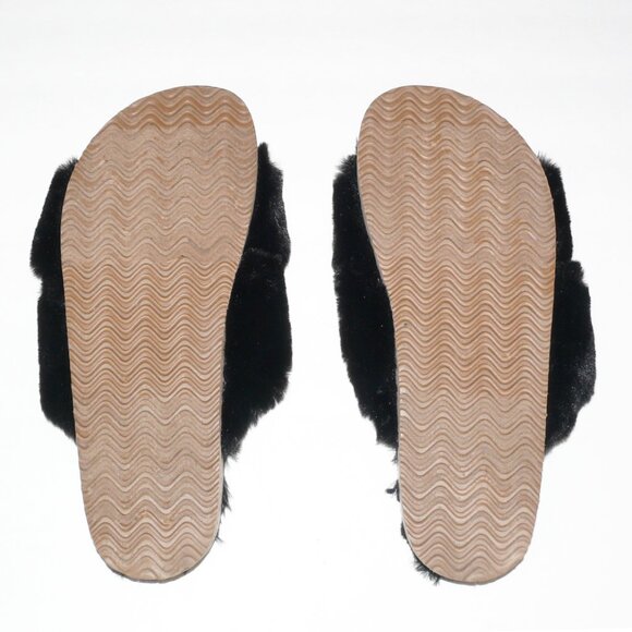 BC BORN in CALIFORNIA BLACK FAUX FUR PLUSH “TRIUMPH” SLIPPERS SZ 8.5 NEVER WORN - Picture 4 of 4